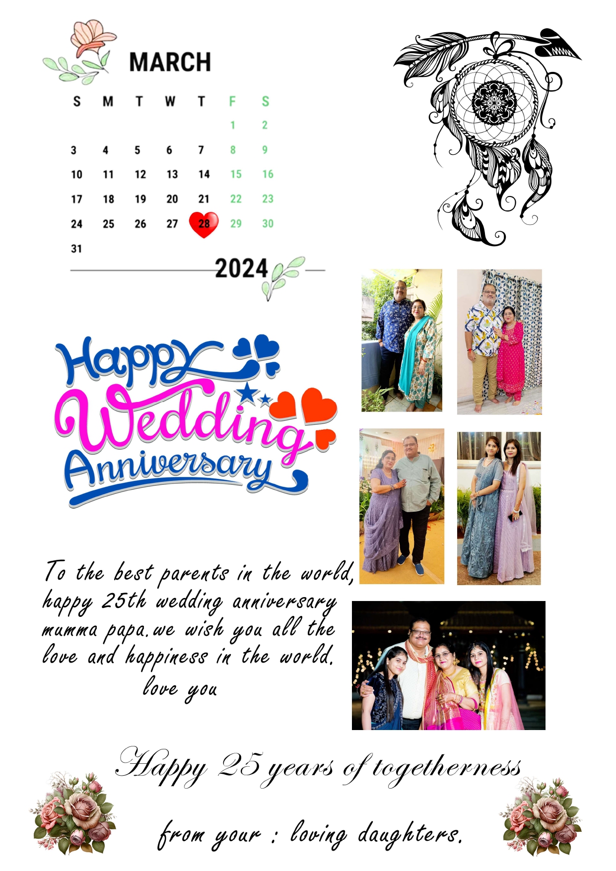 RRC (1) Wedding Anniversary Personalised Photo Frame With Photo Birthday Photo Framee(Size A4)-CODE-RRC1 - Image 1