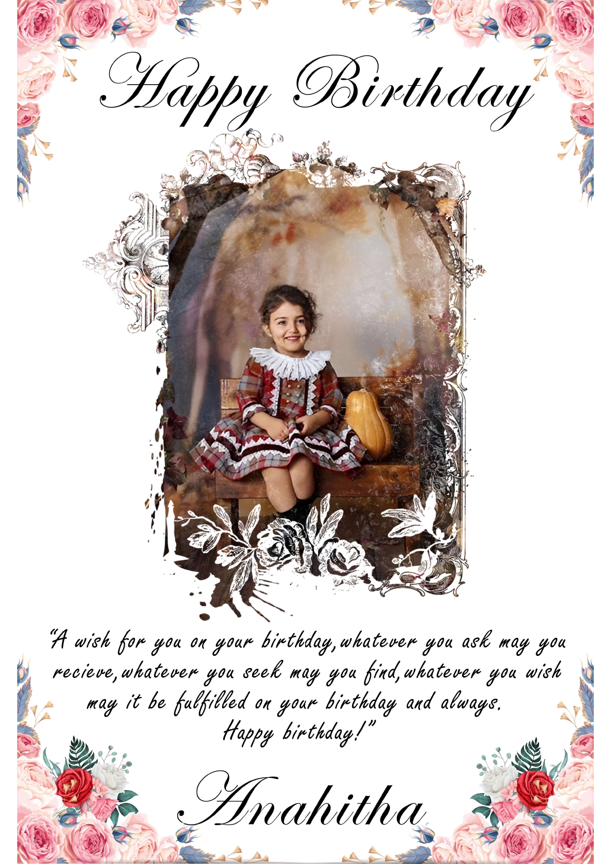 RRC (33) Customized Personalised Photo Frame With Photo Birthday Photo Framee(Size A4)-CODE-33 - Image 1