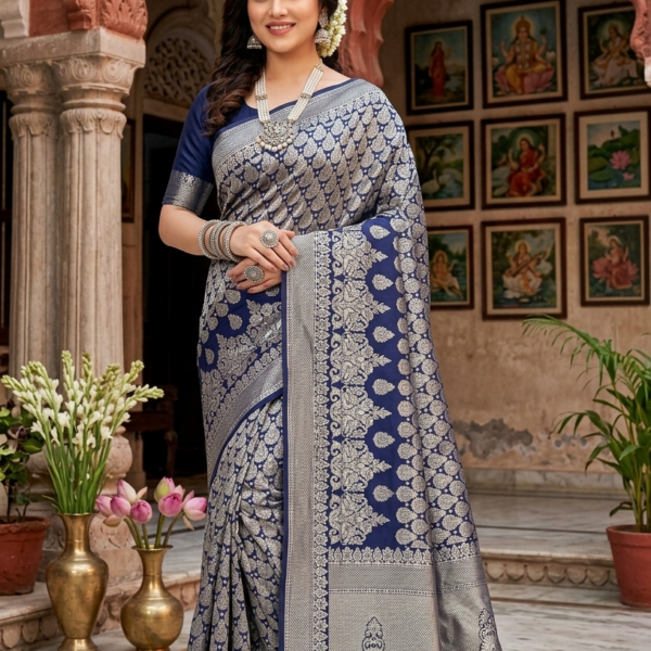 Designer Saree - Navy Style